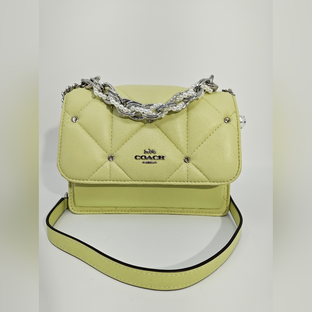 Coach Mini Klare Crossbody With Puffy Diamond Quilting Pale Lime Upcycled
